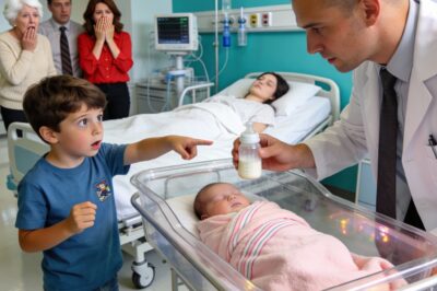 After they told me my newborn was ‘gone,’ my mother-in-law bent close and murmured, ‘God spared us from her blood.’ My husband looked away. My sister-in-law forced a faint smile. Then my eight-year-old son tugged my sleeve, pointed at the nurse’s cart, and whispered, ‘Mom… should I hand the doctor the powder Grandma stirs into the milk?’ The whole room went instantly silent…