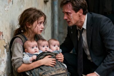 She finds abandoned triplets in the street, unaware that they are the long-lost heirs of a millionaire.