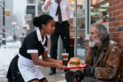 “A Black waitress discreetly gives a free burger to a homeless man. Her manager screams at her in front of everyone, until the man reveals who he truly is, shocking the entire restaurant…”