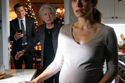 I never told my in-laws that I am Chief Justice’s daughter. When I was 8 months preg/nant, they forced me to cook the entire Christmas dinner alone. My mother-in-law even made me eat standing in the kitchen, claiming it was “good for the baby.” When I tried to sit down, she shoved me so violently that I began to miscarry. I reached for my phone to call the police, but my husband snatched it away and sneered, “I’m a lawyer. You won’t win.” I looked straight into his eyes and said calmly, “Then call my father.” He laughed as he dialed—completely unaware his legal career was about to end.