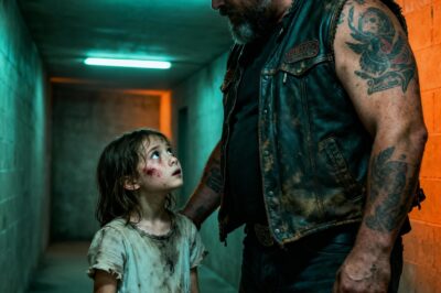 “At midnight, a six-year-old girl covered in bruises walked out of the bathroom and whispered to the most terrifying biker in the place: ‘You look scarier than he does… maybe you can actually stop him.’ Who was she running from?”