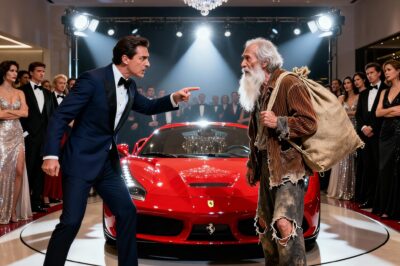 “I’LL GIVE YOU MY FERRARI IF YOU START IT!” THE MILLIONAIRE HUMILIATED THE HUNGRY OLD MAN, BUT THE ENDING SILENCED THEM ALL