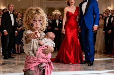 A billionaire was celebrating his engagement… until a homeless girl burst into the party with a baby in her arms and pointed at the bride, leaving the entire room stunned…