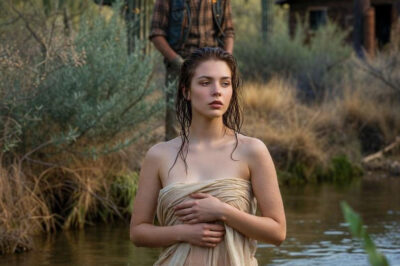 A widowed rancher finds a young virgin bathing in his stream.