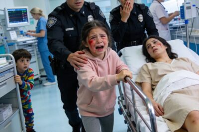 An eight-year-old girl sprinted through the rain, begging the police to follow her home — and when the officers stepped inside, even they struggled to hold back tears.