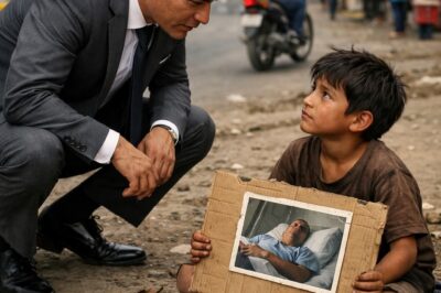 A poor boy was begging with a picture of his sick father — The billionaire froze when he looked more closely