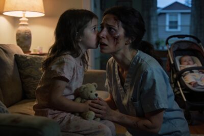 I came home from the hospital after giving birth and found my four-year-old daughter pale and silent. “What happened while Mommy was away?” I asked gently. She whispered, “…Daddy and Grandma…” The moment I heard those words, I drove straight to the police station.