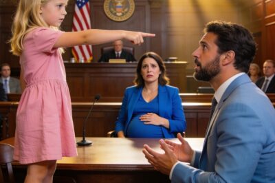 He was seconds away from wiring $980 million to his pregnant ex-wife when a homeless little girl burst into the courtroom, held up a manila envelope, and shouted, “Stop! He’s not the baby’s father!” — but what was inside that envelope left everyone speechless.