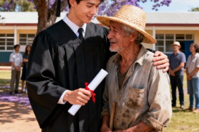 “The poor father who waited outside the school for 12 years… until the day his son came out and said one sentence that left everyone speechless.”
