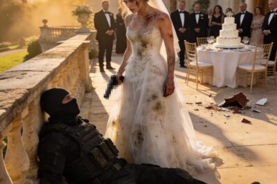 Everyone at the Harrison estate looked at me like I was a mistake in a white dress—until the lights died and a masked man screamed, “On the ground! NOW!” Daniel grabbed my hand. “Sarah, don’t do anything—please.” Then a gunman yanked my arm, ripping my sleeve, and something inside me clicked. I whispered, “You just made the worst decision of your life.” Three seconds later, he was down… and every eye turned to me.