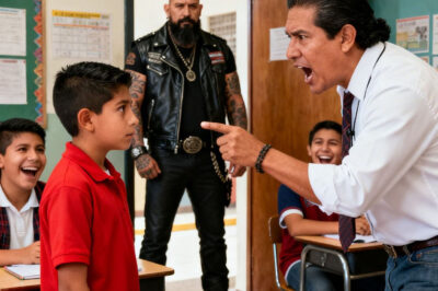 “My dad is a motorcyclist” — They laughed at him… until a man from the club entered the room