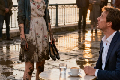 “She arrived at a blind date covered in mud — The millionaire single father was about to leave… until he saw her.”