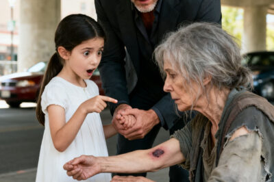 Everyone ignored the old beggar woman… until a billionaire’s daughter said, “Dad… she has the same birthmark as you.”