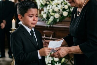 The chilling message an 11-year-old boy delivered at a funeral: the widow read the note and discovered her own son’s macabre plan