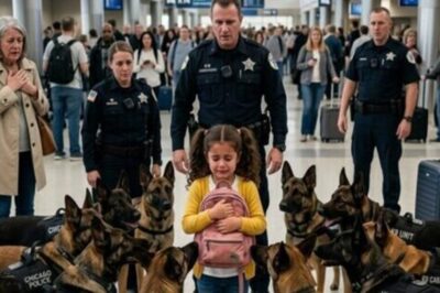 Fourteen police dogs suddenly surrounded a little girl in a crowded airport — and the truth left everyone speechless.
