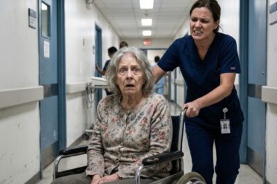 I stood in the lobby clutching my bag when the head nurse shoved me so hard I nearly fell. “You’re half a day late with your payment!” she screamed, while strangers watched me like I was nothing. My hands trembled, but I said, “My daughter is coming.” They laughed—until the doors opened. The second she stepped inside, the room went silent, faces drained of color, and then, one by one, they bowed. That was the moment they realized who I really was… but it was already too late.