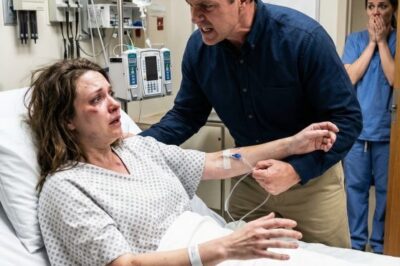 I thought surviving the car crash was the worst thing that could happen to me—until my husband burst into my hospital room, yanked out my IV, and hissed, ‘Get up. My mother’s birthday dinner won’t cook itself.’ I was still bleeding when he dragged me home. But the second the front door swung open, his grip loosened, his face went white, and for the first time… I saw real fear in his eyes.