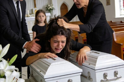 At my twin babies’ funeral, after they died in their sleep, my mother-in-law said, “God took them because He knew what kind of mother they had!” I lost it and started crying, yelling, “Can you at least be quiet on this day?” My mother-in-law came over to slap me, grabbed my head, and slammed it against my baby’s coffin, saying, “Shut up if you don’t want to end up in there.” But then my daughter screamed…