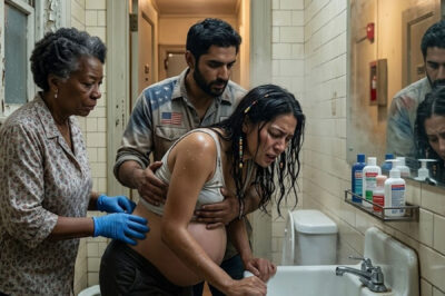I opened the bathroom door and saw my brother standing next to my wife; then I noticed the sink.