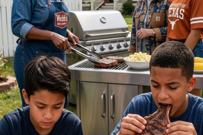 During a family barbecue, my sister’s son was served a thick T-bone steak, while mine got a tough, burnt strip of fat. My mother laughed and said: