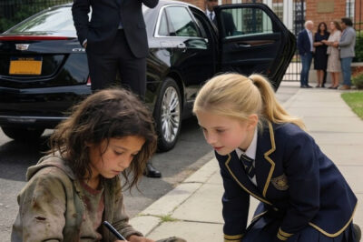 A billionaire arrived early to pick up his daughter from school—only to see a homeless girl teaching her on the sidewalk. What happened next left everyone stunned.