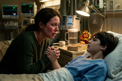 At our Thanksgiving family dinner, my son collapsed right after taking a bite of chicken. He was rushed to the hospital, and I held his hand with trembling fingers. Later, he slowly opened his eyes and looked at me. “Mom, it worked,” he whispered. And what he said next made me tremble.