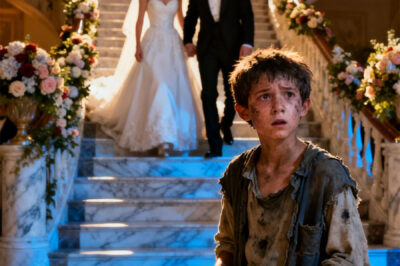 “A homeless boy begging for food at a lavish wedding… suddenly recognized the bride as his long-lost mother — and the groom’s reaction brought the entire room to tears.”