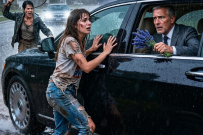 The soaked girl who threw herself in front of a millionaire’s car in the middle of a storm, but what forced him to save her was not compassion, but the face of someone who had been dead for years