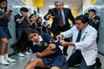 The school principal was shouting that the scholarship student was only faking her fainting spell to get attention and avoid taking the final exam. But everything changed when the school doctor took a pair of scissors, cut off the sleeve of her uniform, and the entire hallway fell silent upon discovering the heartbreaking secret she was hiding.