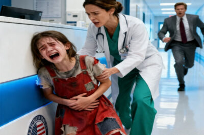 “WE DON’T TREAT BEGGARS HERE!” the receptionist screamed as the homeless girl pleaded for help… Until the quiet man on the leather sofa finally stood up. The girl had a stomach ache in the hospital.